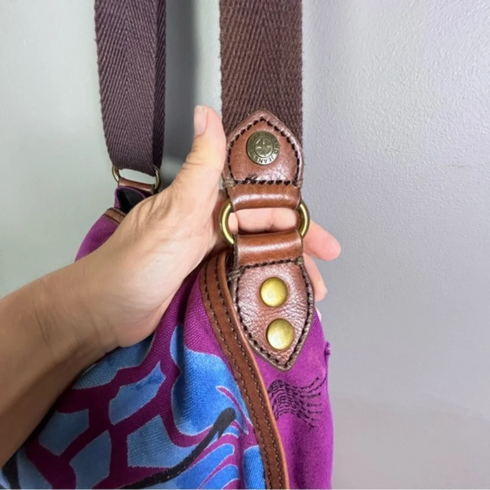Y2K Lucky Brand messenger satchel bag‎ vtg Purple Hawaiian colorful western